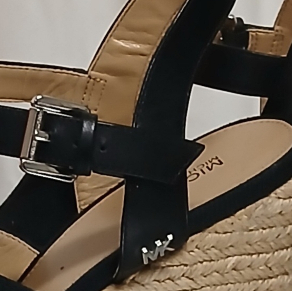 MICHAEL Michael Kors Black Suede Espadrille Wedge Sandals - Picture 6 of 16